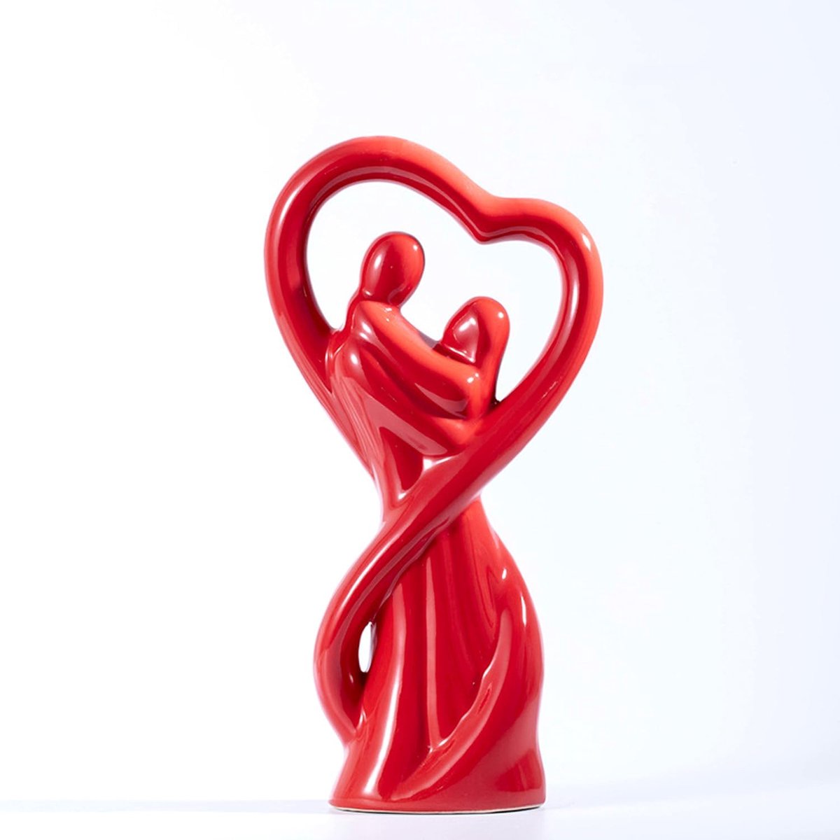 sculptuur deco modern rood - paar knuffels sculptuur - moderne liefde decoratieve beelden - interieur decoratie voor woonkamer - planken - bureaus - boekenkast - paar standbeeld cadeau - keramiek