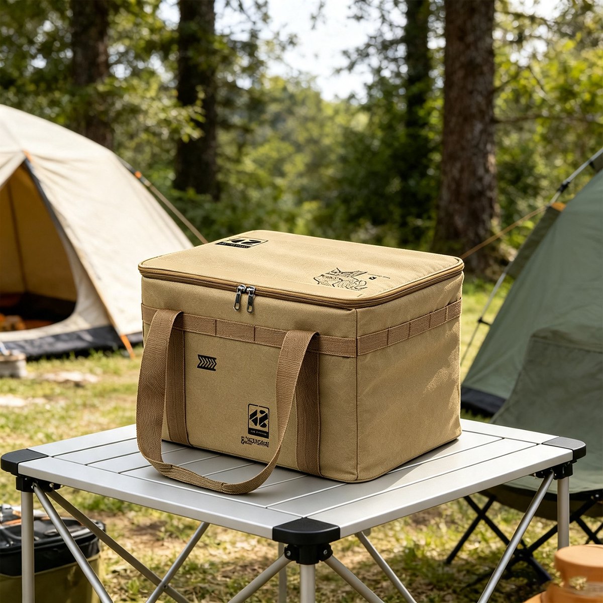 Tactische opbergtas opvouwbare opbergbox voor buiten kaki 42 liter waterdicht Oxford-doek extra grote inhoud geschikt voor kamperen reizen outdooravonturen en thuisgebruik