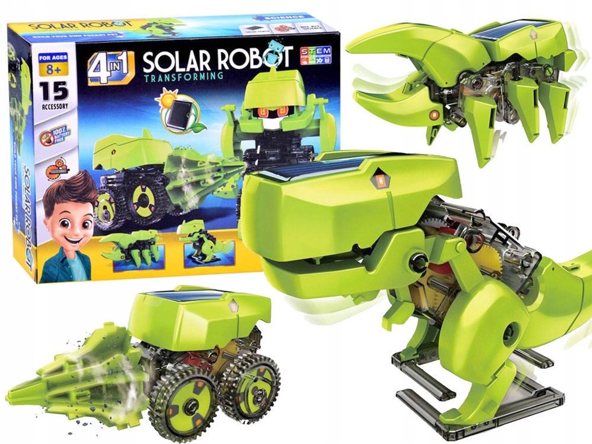 Zonne-energie Robot Dinosaurus Bouwset 4-in-1 Educatief Speelgoed