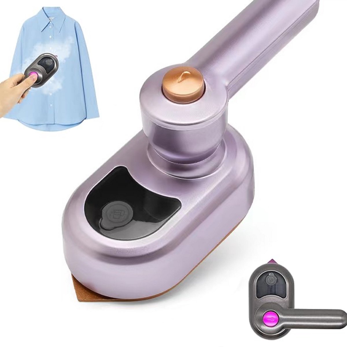 Mini Stoomstrijkijzer - Kledingstomer - Strijkijzers & Kledingstomers - Opvouwbaar En Draaibaar - Lichtgewicht - Met 50 Ml Stoom - 180° Opvouwbare Handstomer - Reis Strijkijzer - Hand Stomer - Snel Opwarmend - Geschikt Voor Thuis En Op Reis - Paars