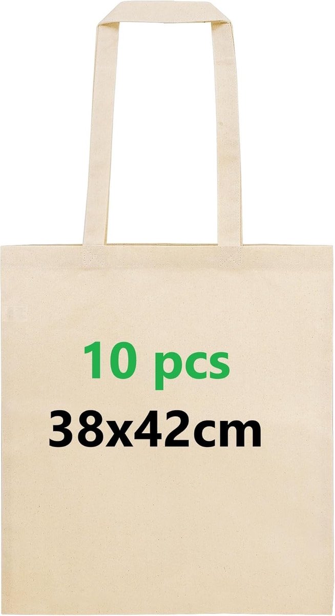 Katoenen Draagtas - Natuurlijk - 42 x 38 cm - Herbruikbare Tas van 100% Katoen - Voor Boodschappen en Opslag