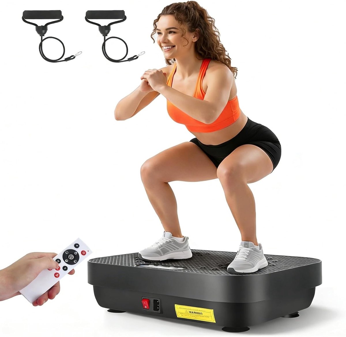 Trilplaat Fitnessapparaat - Zwart - 150 kg Draagvermogen - Met Afstandsbediening en Weerstandsbanden - Voor Thuisgebruik