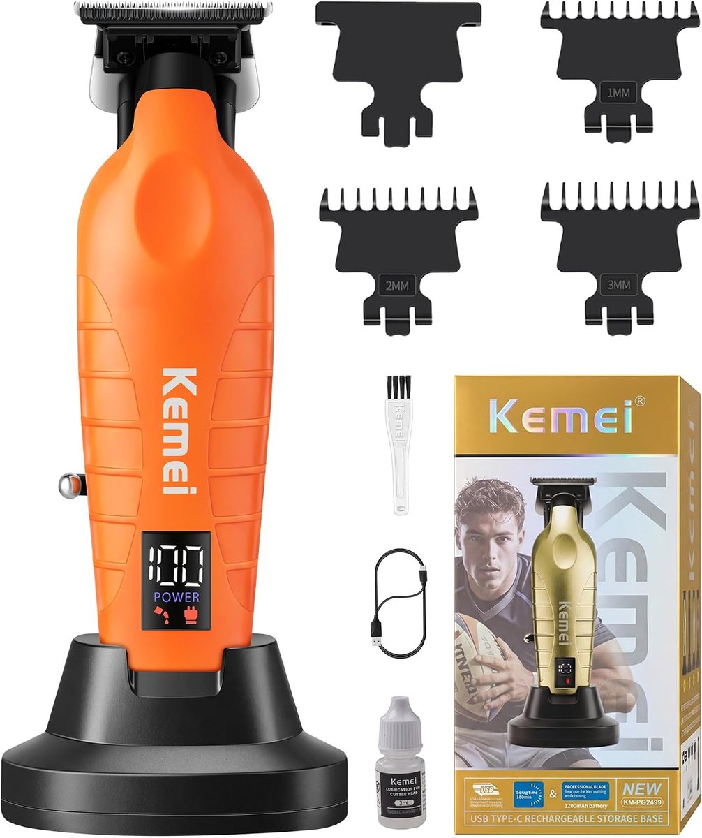 Professionele Haartrimmer Heren - T-Blade Baardtrimmer - LED Display - Laadstation - Elektrische Tondeuse voor Styling en Grooming