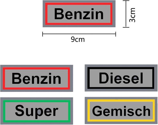 24 Stuks Brandstof Stickers voor Tankdeksels - Labels voor Benzine, Diesel, Super en Twee-Takt Mengsels — afbeelding 5
