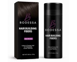 BODESSA Hair Building Fibers - Premium Haarpoeder - Donkerbruin 26 gram – Direct Volume voor Dun Haar & Kale Plekken