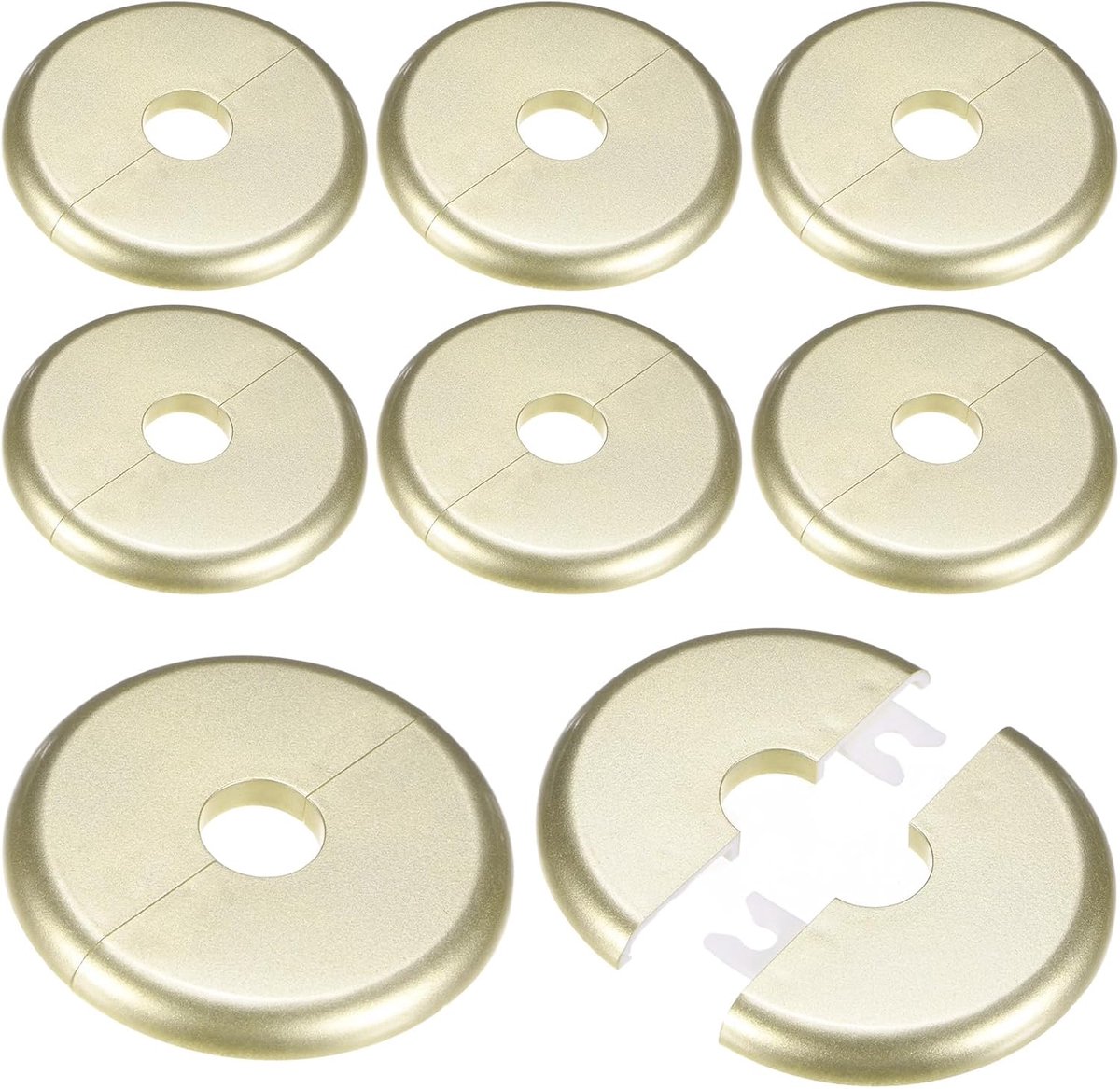 8-Pack Muur Split Flens, 17 mm [0,69 inch] ID ABS Ronde Zelfklevende Rozet Plaat Cover Gesp voor Pijp Accessoires/Vloer/Plafond, Sanitair Cover Plates [Goud, 70 mm 2,75 inch OD]
