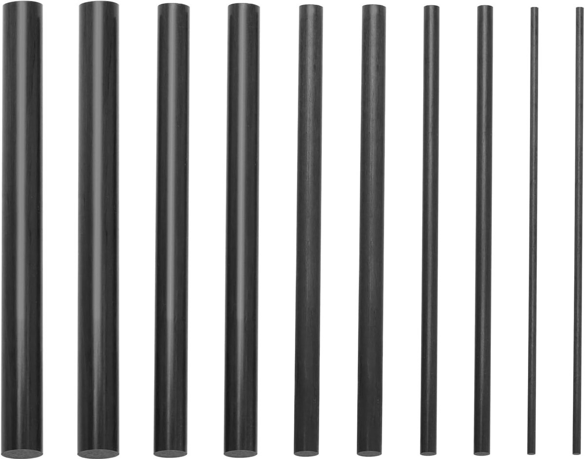 10-delige set koolstofvezel hengel reparatieset Koolstofvezel vliegvisserijset Massieve koolstofvezel hengel voor baitcasting hengels spinnning hengel reparatie 2mm 4mm 6mm 8mm 10mm