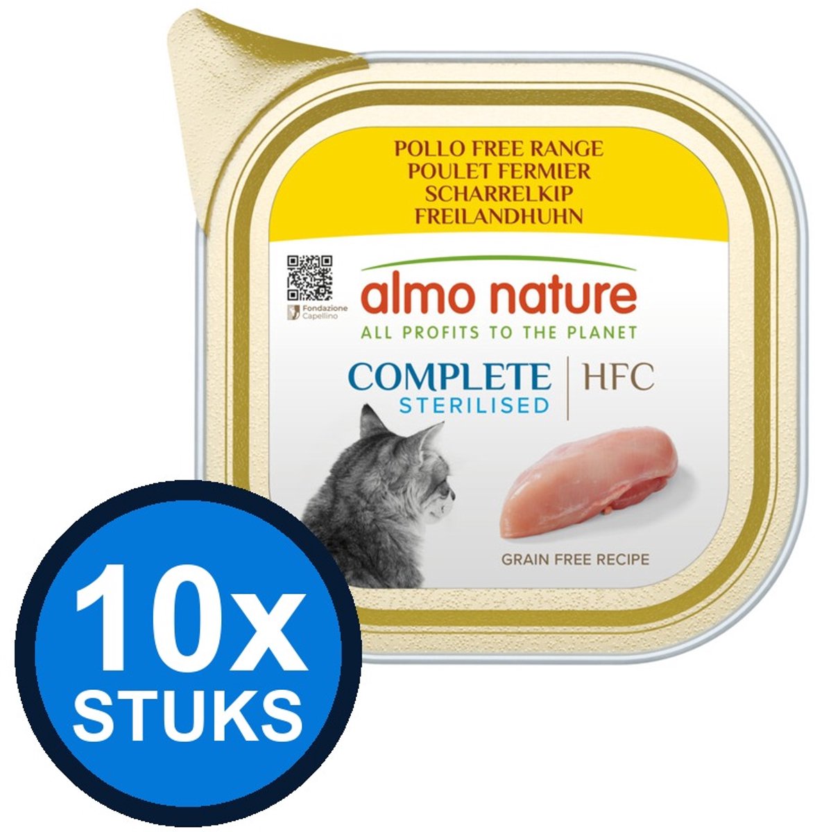 Almo Nature Almo Nature HFC cat alu complete sterilised vrije uitloop kip 85gr
