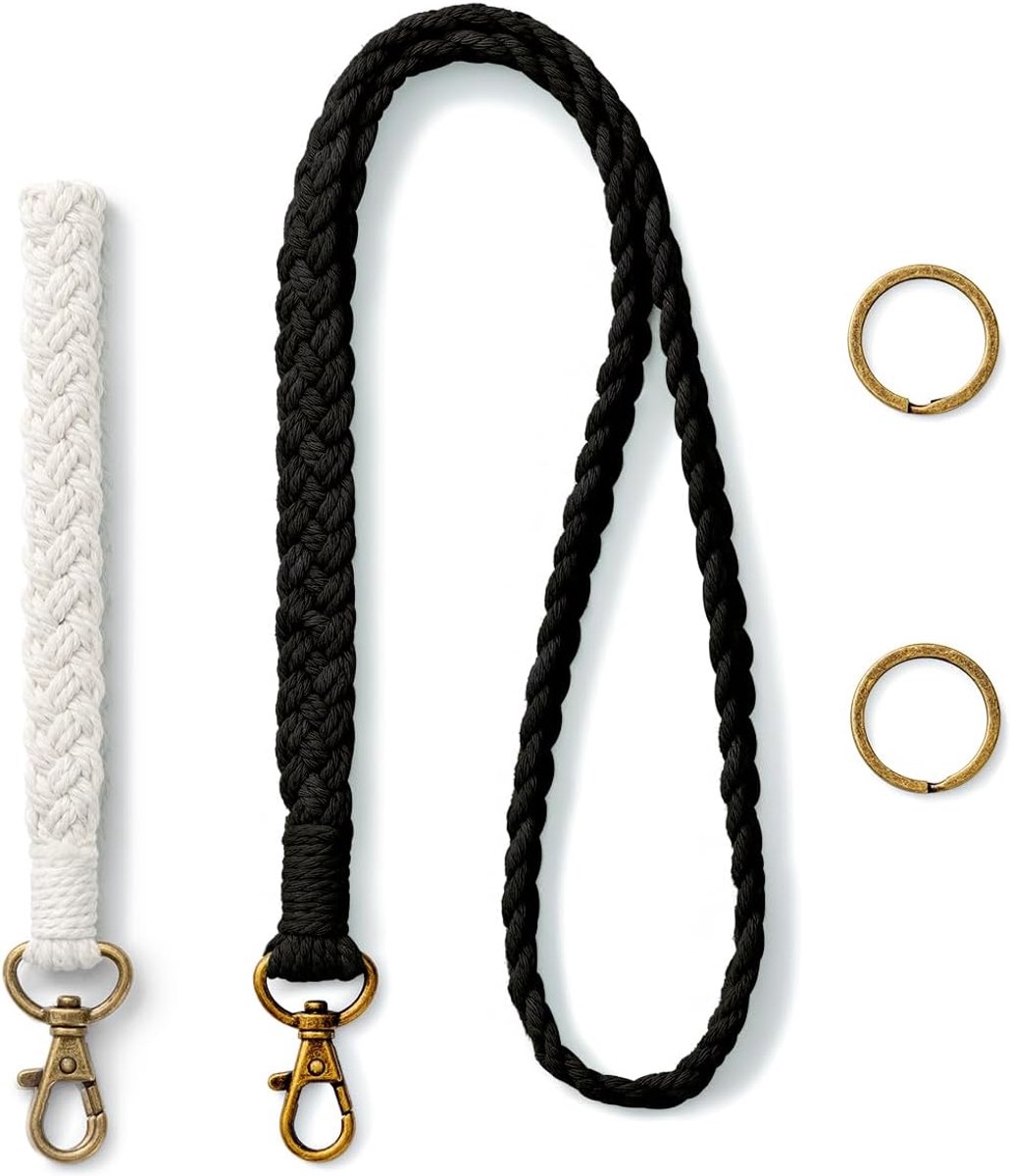 2 stuks sleutelhangers macramé armband sleutelband vrouw sleutelband kort boho sleutelkoord