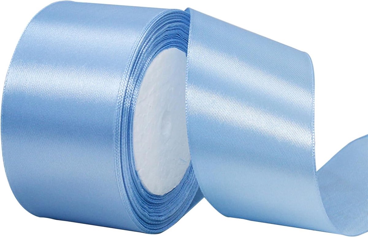 Lint 22 m lichtblauw satijnen lint 50 mm, babyblauw haarlinten taartstrikken voor Pasen geschenkverpakkingstof polyester kerstverjaardag satijnen linten voor ballonnen, haarstrik, naaien