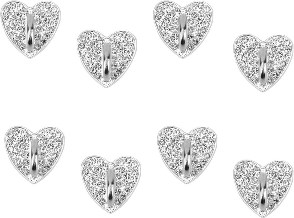 8 Stuks Hartvormige Telefoonhouder met Ring (Zilver) | Hartvormige Telefoonring met Diamantbedeltje Stevige Zelfklevende Haak voor Telefoon en Tablet Doe-Het-Zelf-Accessoires
