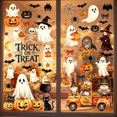 Halloween decoratie – Halloween raamstickers – Patroon van een pompoenspook - Statische raamfolie – Herbruikbaar – Geschikt voor glazen deuren, ramen en muren – 20 x 30 cm – 6 vellen