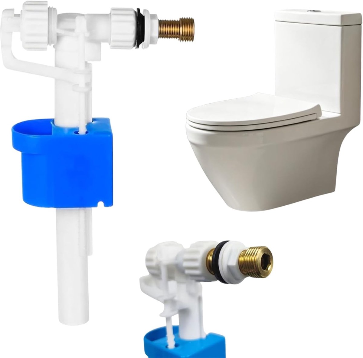 Vulventiel, vlotterkraan, universele vulkraan G1/2, mechanisme, waterspoelkraan, toilet, verstelbaar, voor kunststof en keramische tank, instelbare hoeveelheid water