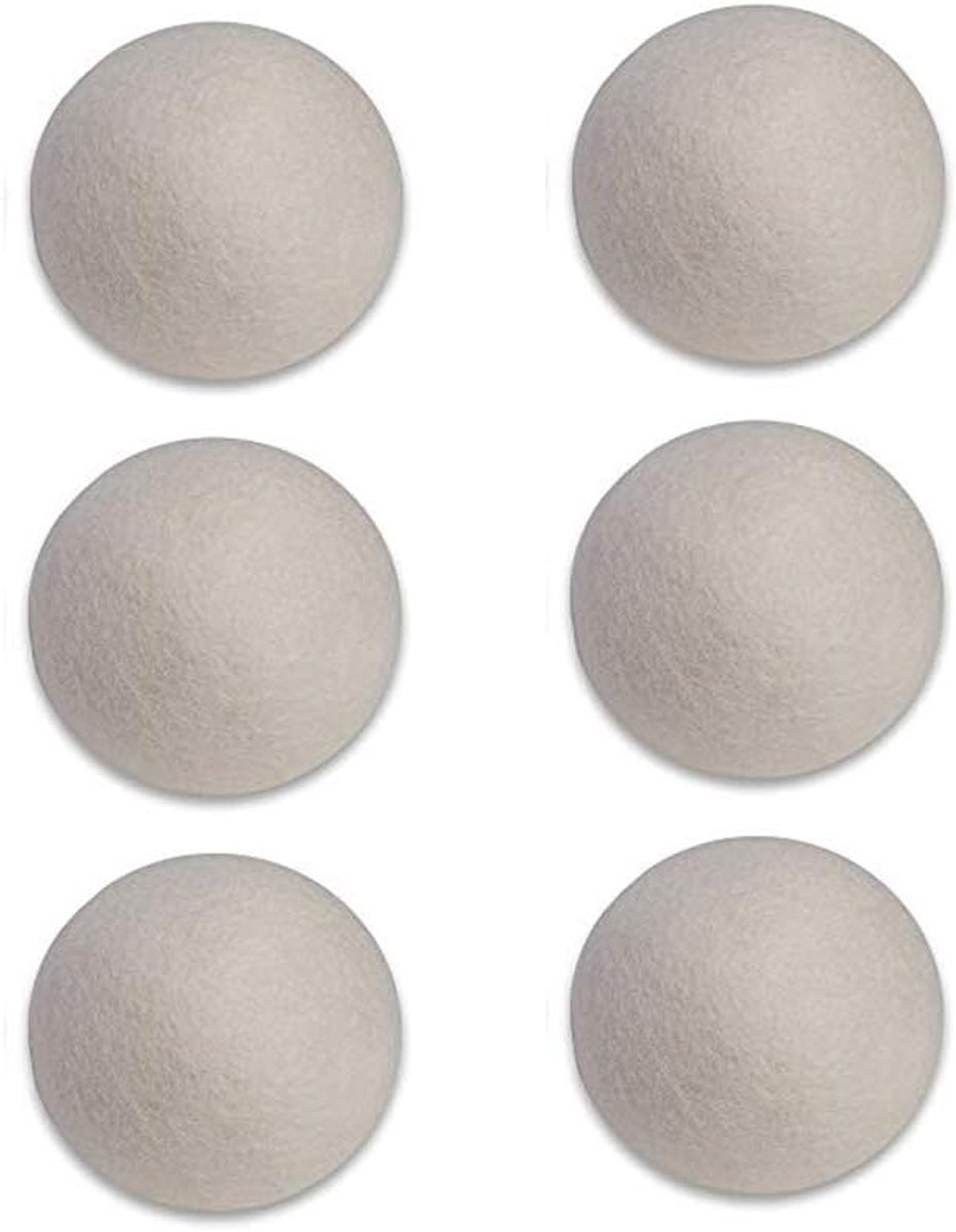 Droger Ballen Organische Wol Droger Ballen Donkere Natuurlijke Stof Verzachter, 6 Stuks (6 Witte Ballen)