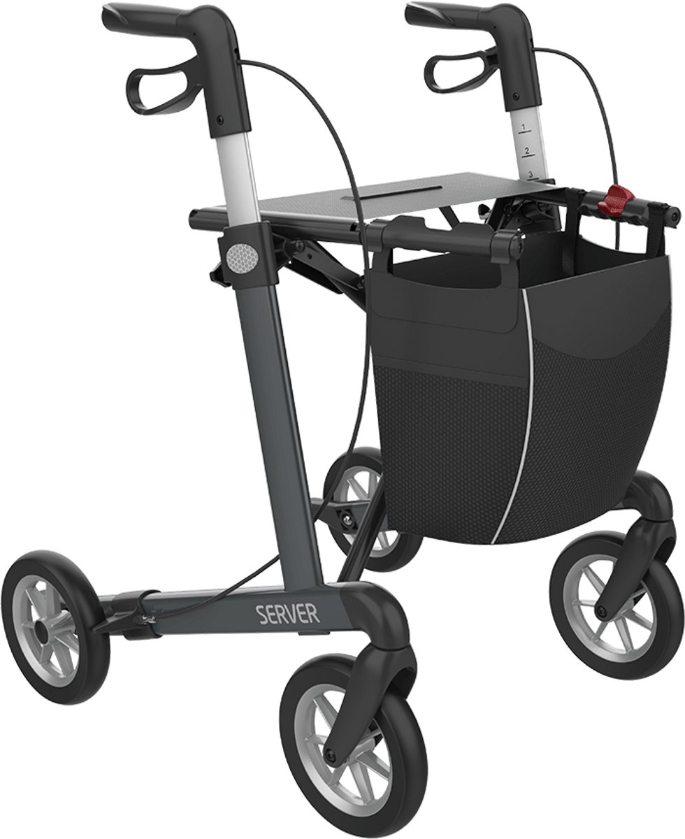 Server Lichtgewicht Rollator Antraciet - Zachte comfort banden