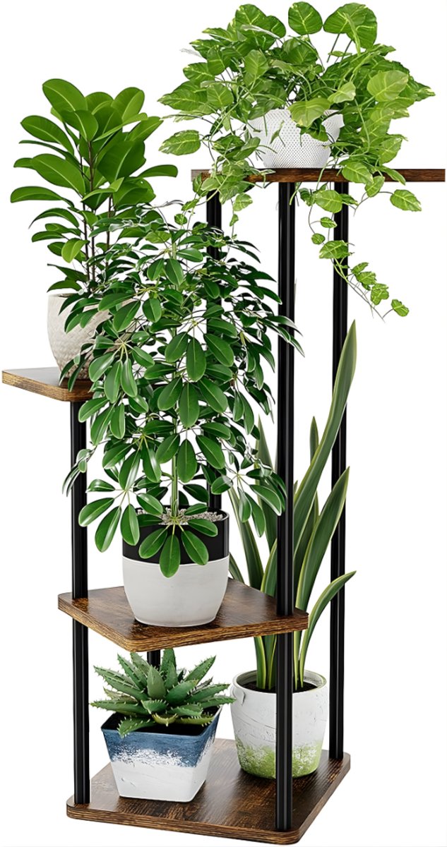 Ploutos® Plantenrek - Decoratieve Plantenstandaard - Plantenstandaard Binnen - Bruin - 30cm x 30cm x 80cm