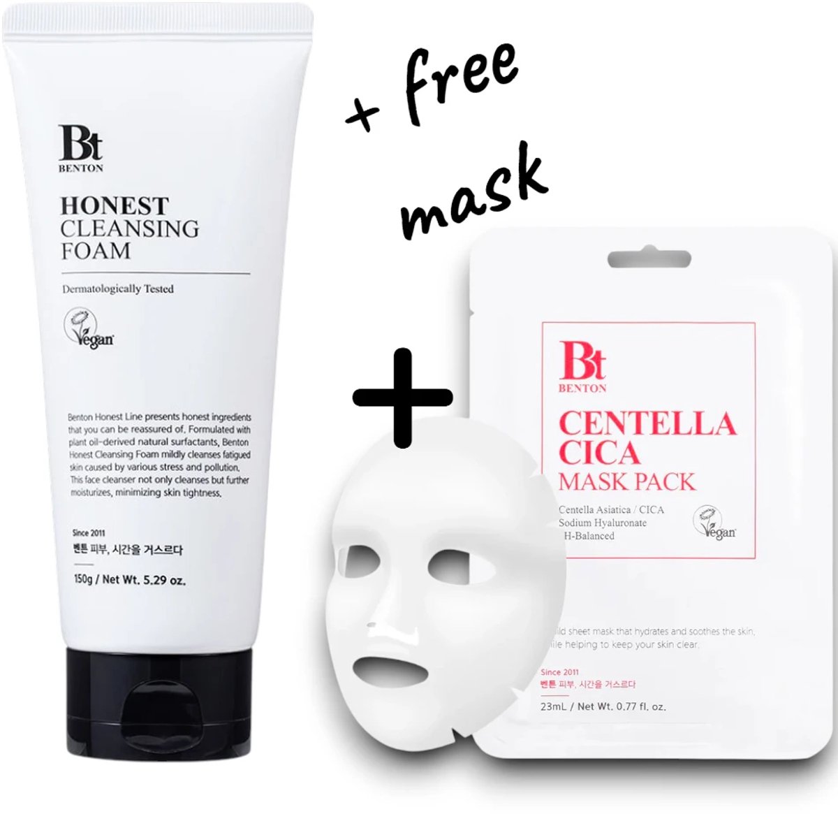 Benton Honest Cleansing Foam 150 g + Gratis Benton Centella Cica Sheet Mask