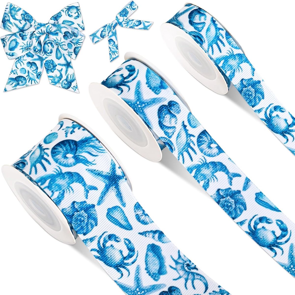 3 rollen decoratief lint van stof, decoratief, maritiem thema, voor geschenkverpakkingen, boeketten, decoraties voor verjaardagsfeesten en bruiloften