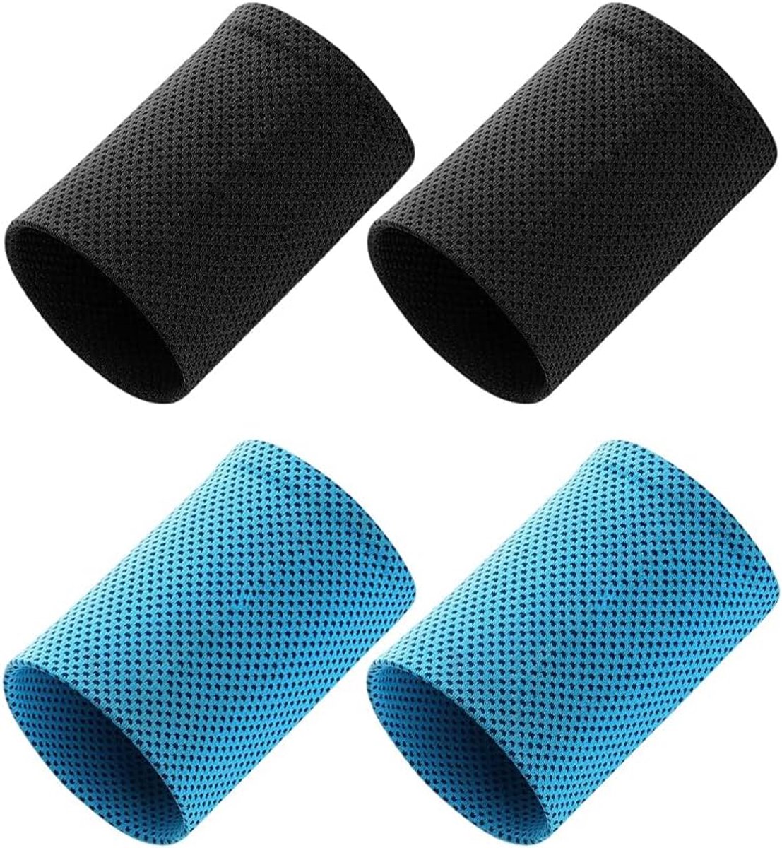 2 paar verkoelende polsbandjes voor sport mannen vrouwen vochtafvoerende ademende polsbandjes voor hardlopen tennis yoga gym golf buitenactiviteiten met rekbare elastische pasvorm zwart