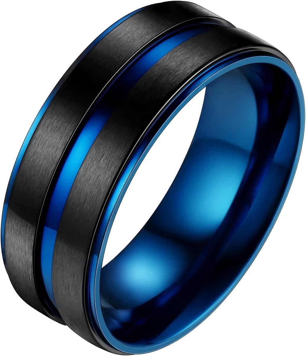 Mannen Trouwband, Kan graveren, Engagement Belofte Ringen, Roestvrij staal/Vergulde (Verzend Geschenkdoos)