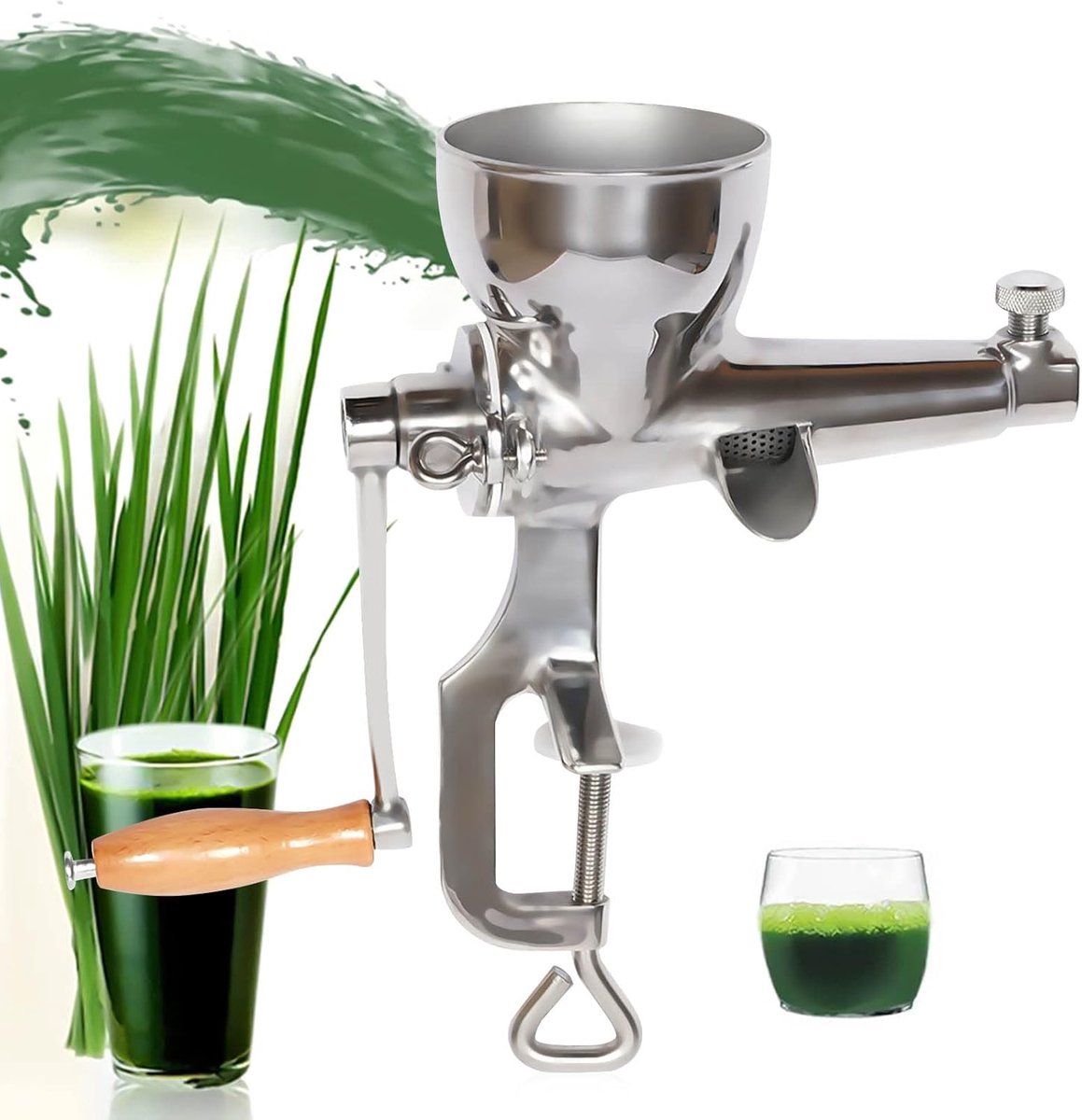 Handmatige juicer tarwegraspers tarwegras sappers van roestvrij staal handmatige sappers voor het sappen van tarwegras groenten sappers snelfilter met zuignap basis en tafelklem