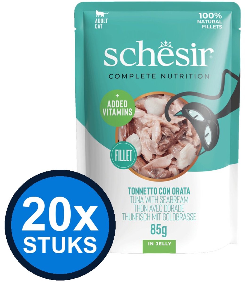 Schesir Schesir Complete&Balanced kat pouch gelei tonijn&zeebrasem 85gr