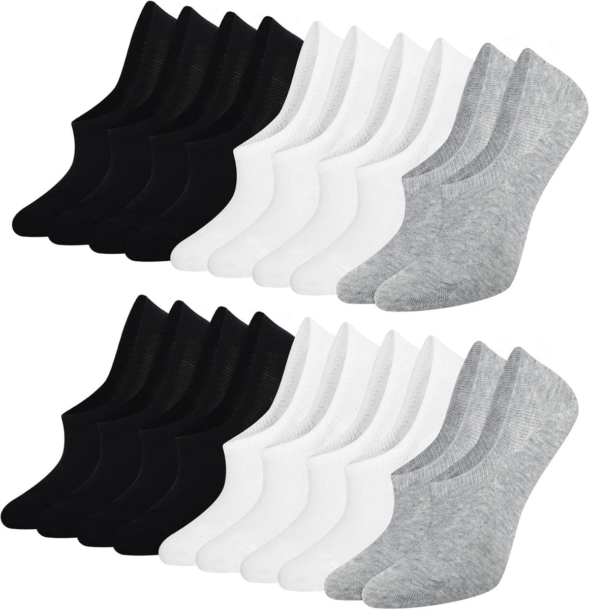 Sokken voor dames en heren, 10 paar uniseks sokken met silicone voor antislip, onzichtbare sportsokken, korte sokken, verborgen sokken