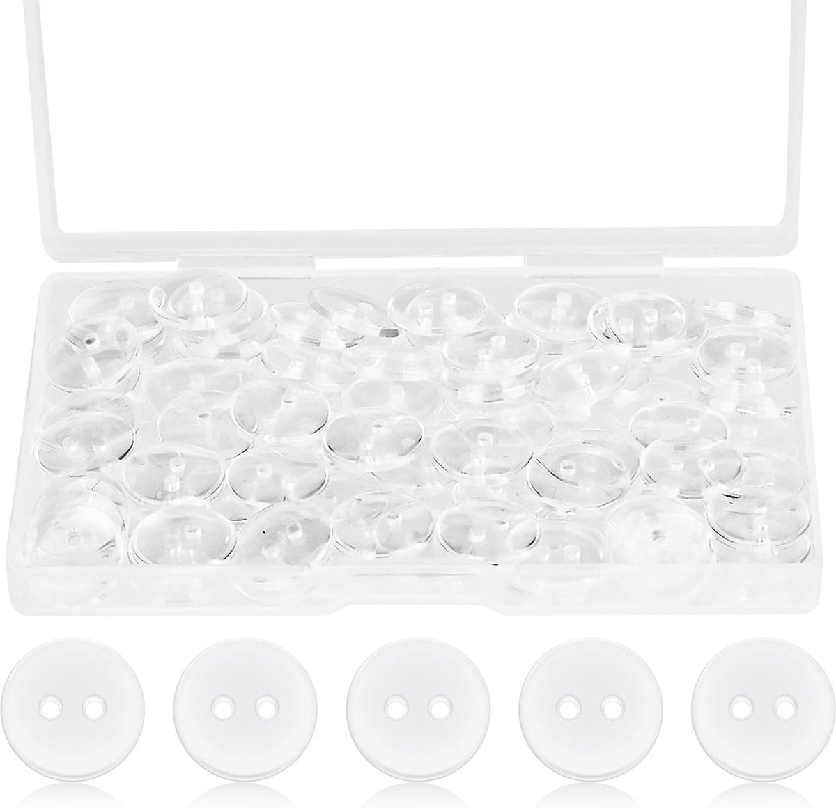 Knopen om te naaien, 12,5 mm, omkeerbare transparante knopen, 2 gaten, ronde harsknopen voor kleding, naaien, breien, knutselen, handtassen