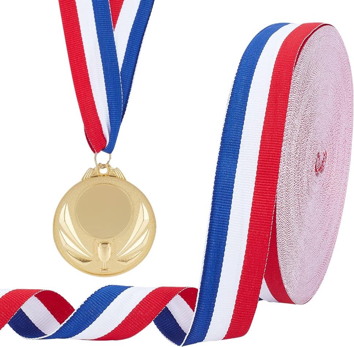 45,7 m lint vlag Frankrijk, 30 mm rood wit blauw lint grofkorrelige gestreepte patriottische ambachtelijke lint voor kerstvakantie nieuwjaarsdecoratie geschenkverpakking handwerk naaien