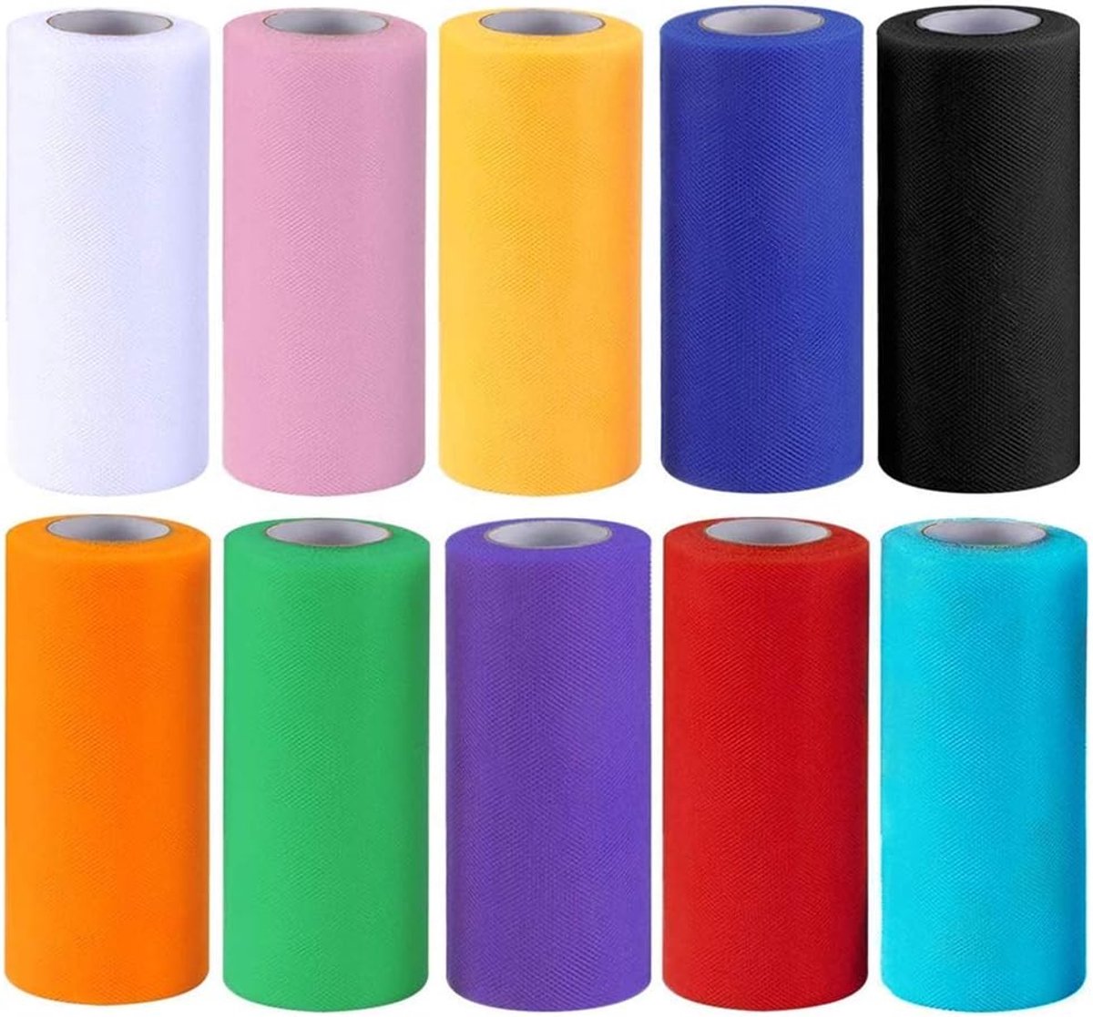 Rollen tule linten, 10 rollen van tule, decoratie, 15,6 cm, 25 meter, organzastof, kleur regenboog, voor bruiloft, verjaardag, tutu, verpakking, banket, handwerk