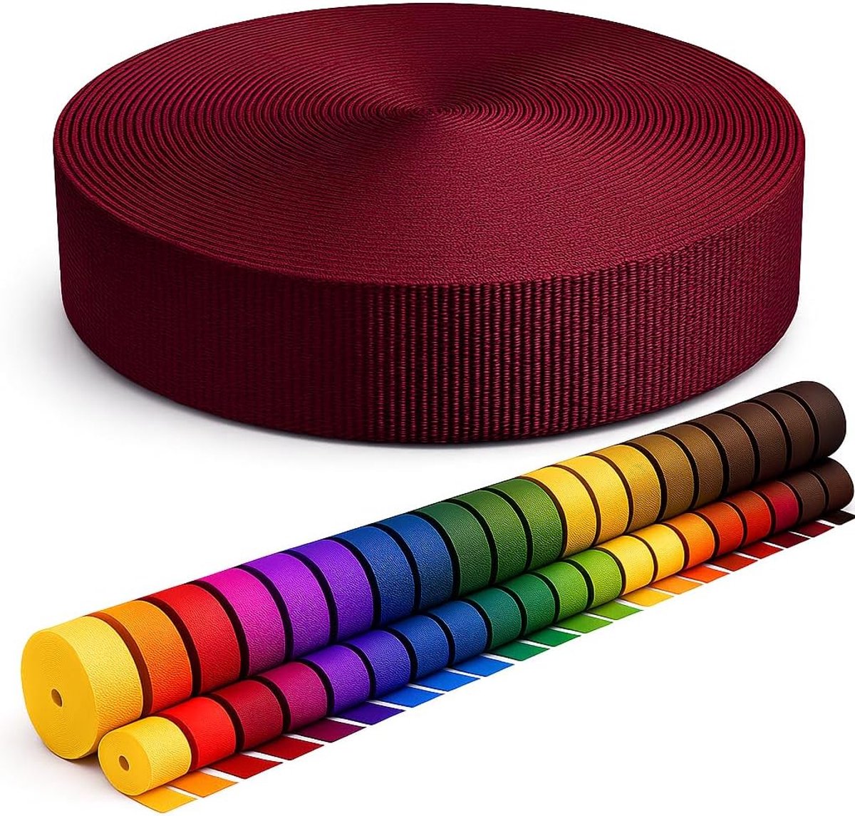 2 m of 5 m lang, 50 kleuren, breedtes: 10 mm, 15 mm, 20 mm, 25 mm, 30 mm, 40 mm, 50 mm, polypropyleen