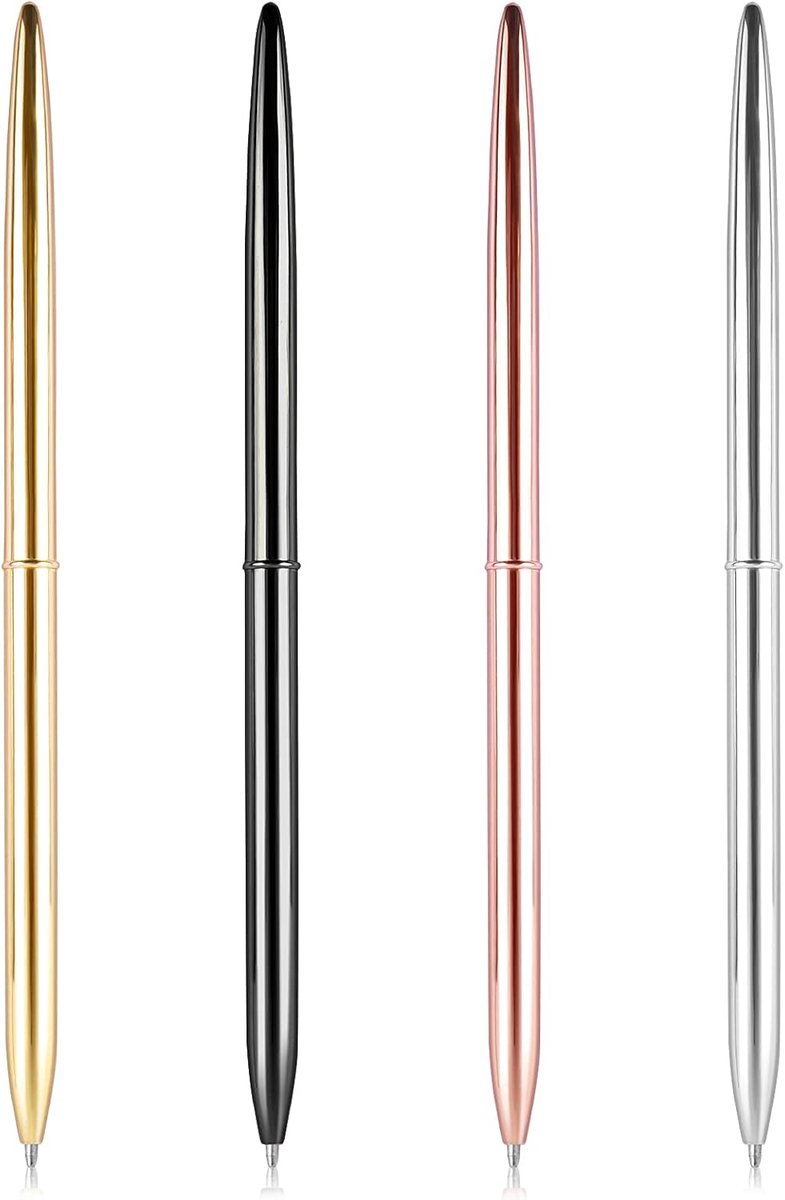 Metalen balpen, gouden pen, 4 stuks intrekbare slanke balpennen, metallic balpen, thuis school kantoorbenodigdheden, cadeau voor bedrijf, kantoor, studenten, leraren