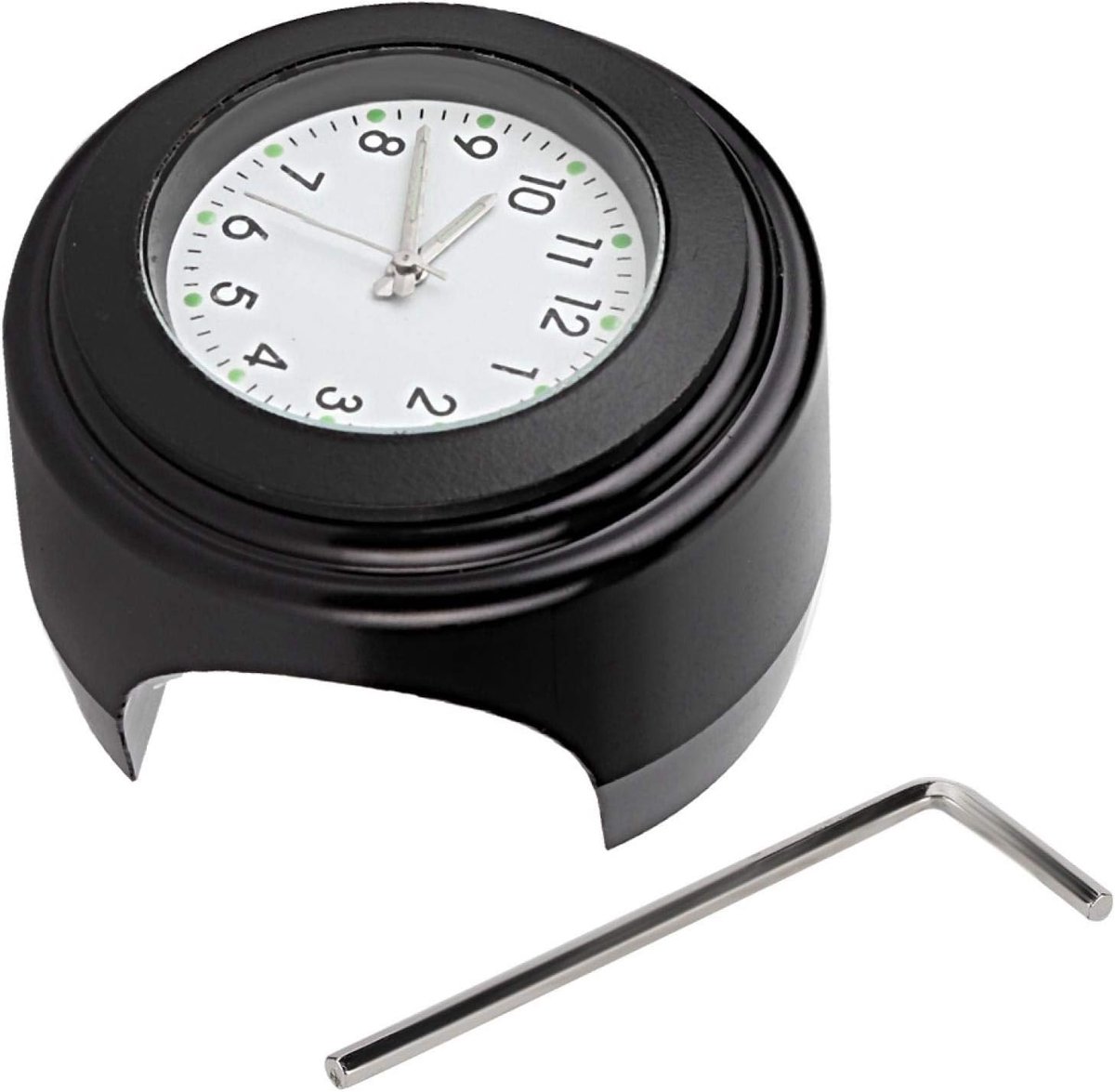 Modificatie Quartz Klok Horloge, Motorfiets Modificatie Stuurbevestiging Waterdichte Quartz Klok Horloge Accessoires voor Klok Motorfiets(Zwarte wijzerplaat met witte wijzerplaat)