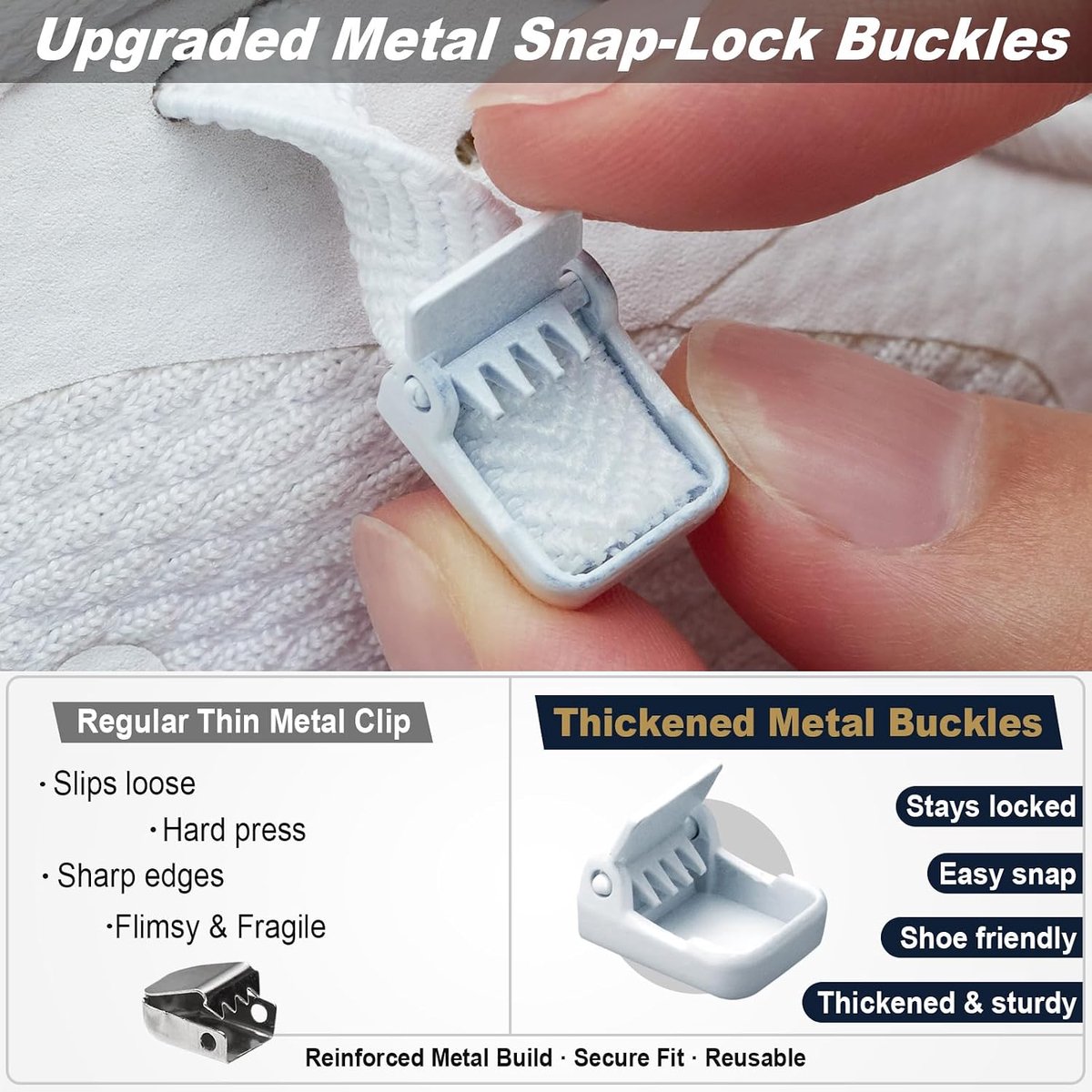Elastische veters zonder strikken, 2 paar 120 cm schoenveters met metalen sluiting, voor heren, dames, kinderen, sneakers, sportschoenen, gymschoenen, wandelschoenen