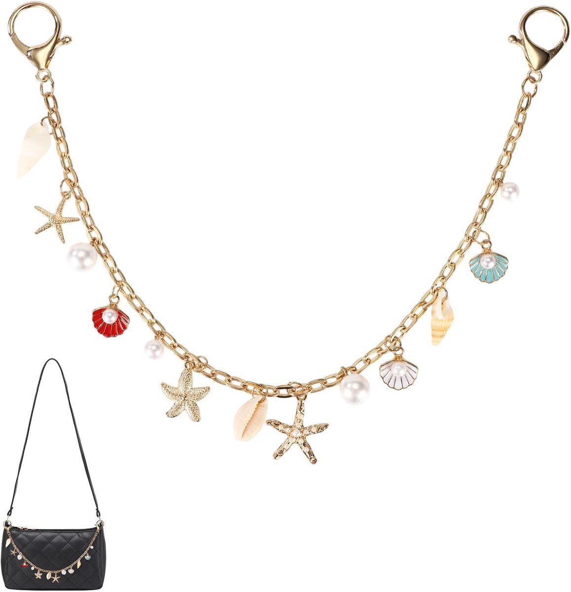 Hangers, Zeester Schelp Parel Portemonneehangers Stijlvolle Gouden Portemonnee Accessoires voor Dames Schoudertassen & Handtassen