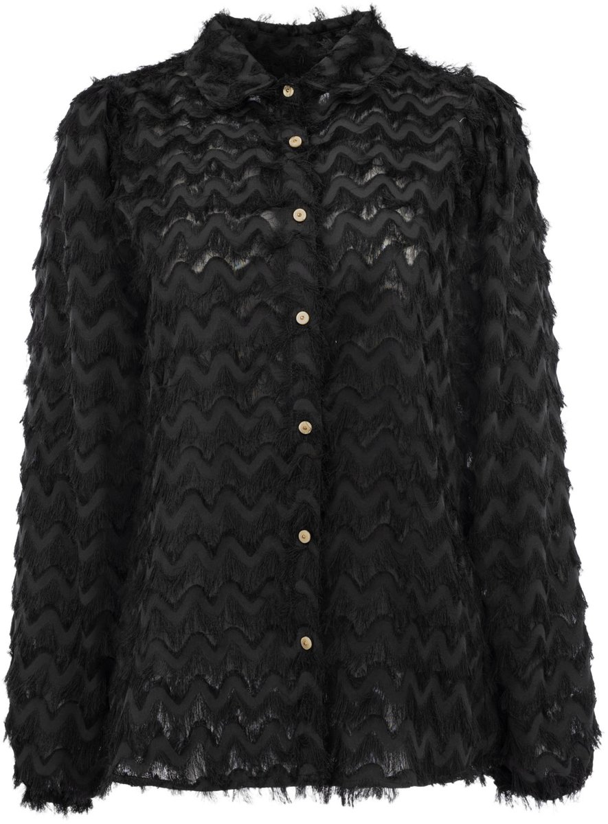 NED Blouse Mayliera Ls Rmj Chevron Chiffon 26w U434 02 900 Black Dames Maat - S