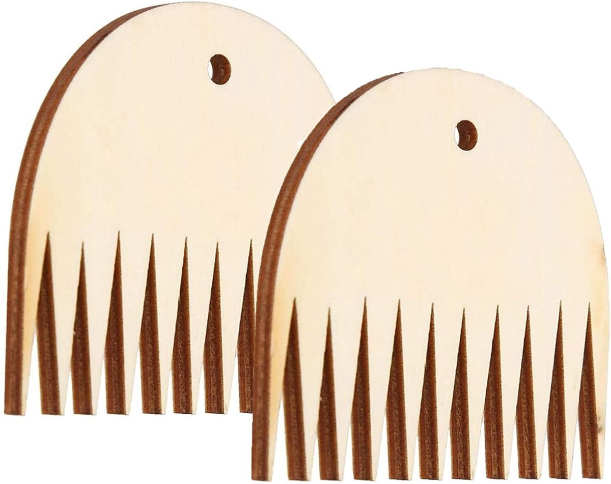 2 stuks houten weefkammen, wandtapijt, weefkam, wandtapijt, weefmachine, kam, gereedschap, doe-het-zelf gevlochten accessoires