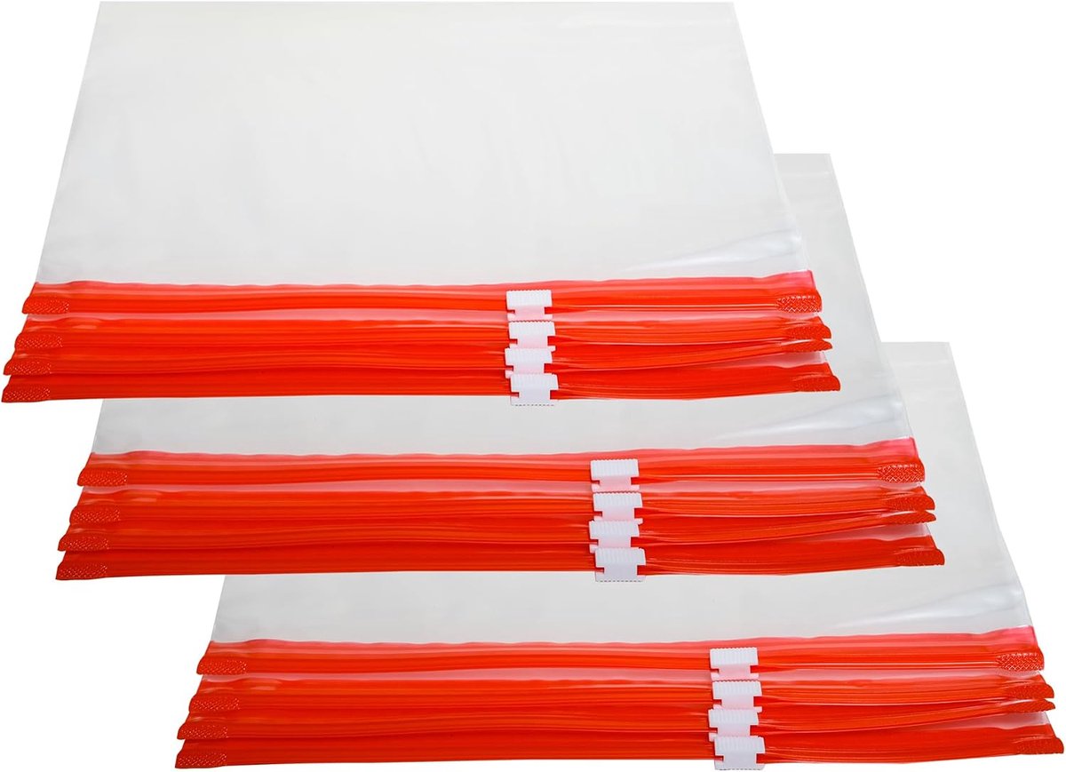 Zak | plastic zak | druksluitzak transparant | kledingbagage verpakken | hersluitbaar | vrieszak rits | met sluiting | rood (20 x 18 cm) x 25