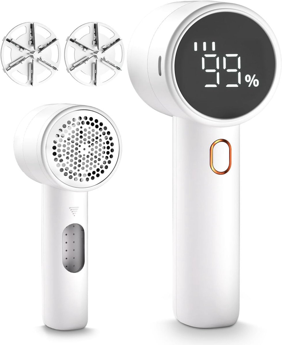 Elektrische Pluizenverwijderaar - Oplaadbare Kledingontpluizer - Sweater Scheerapparaat voor Pluisverwijdering - Met 6 Messen, 3 Snelheden & LED Display - Batterijgevoed Apparaat voor Kleding, Truien & Stoffen