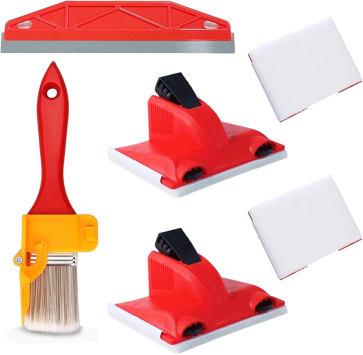 Snel Wisselbare Platte Verfkwasten Set Met Verschuifbare Roller En Ergonomische Handgreep – Duurzaam ABS En Nylon Lichtgewicht 360g – Perfect Voor Plinten En Sierlijsten