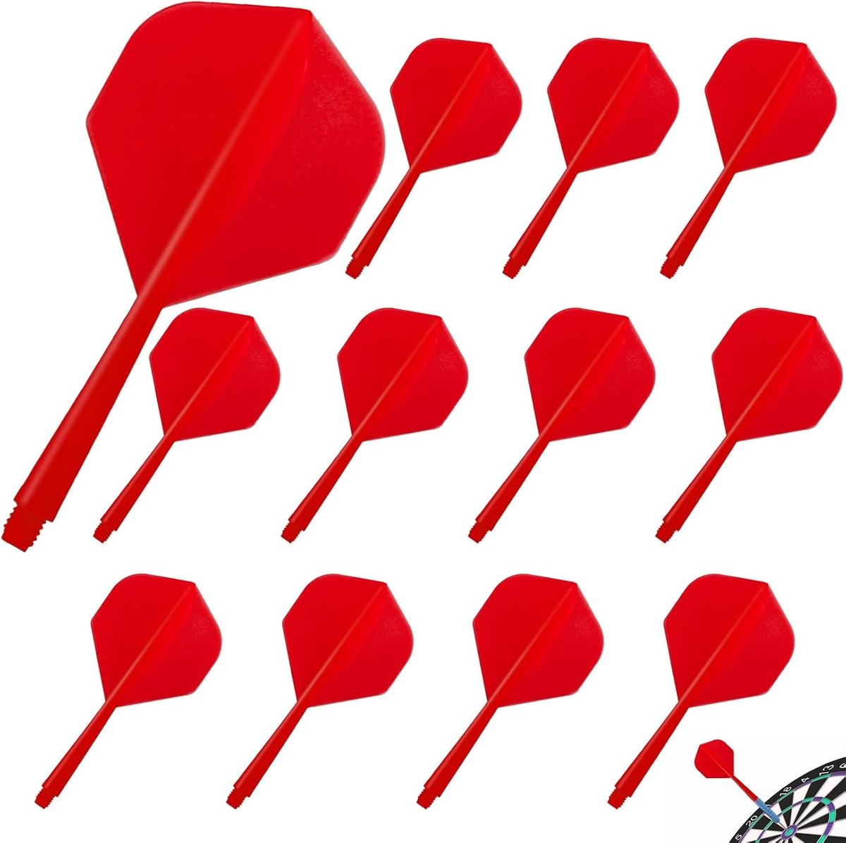 Stabiele dart flights met schachten - 12 stuks, geïntegreerd systeem voor optimale prestaties, geschikt voor plastic darts
