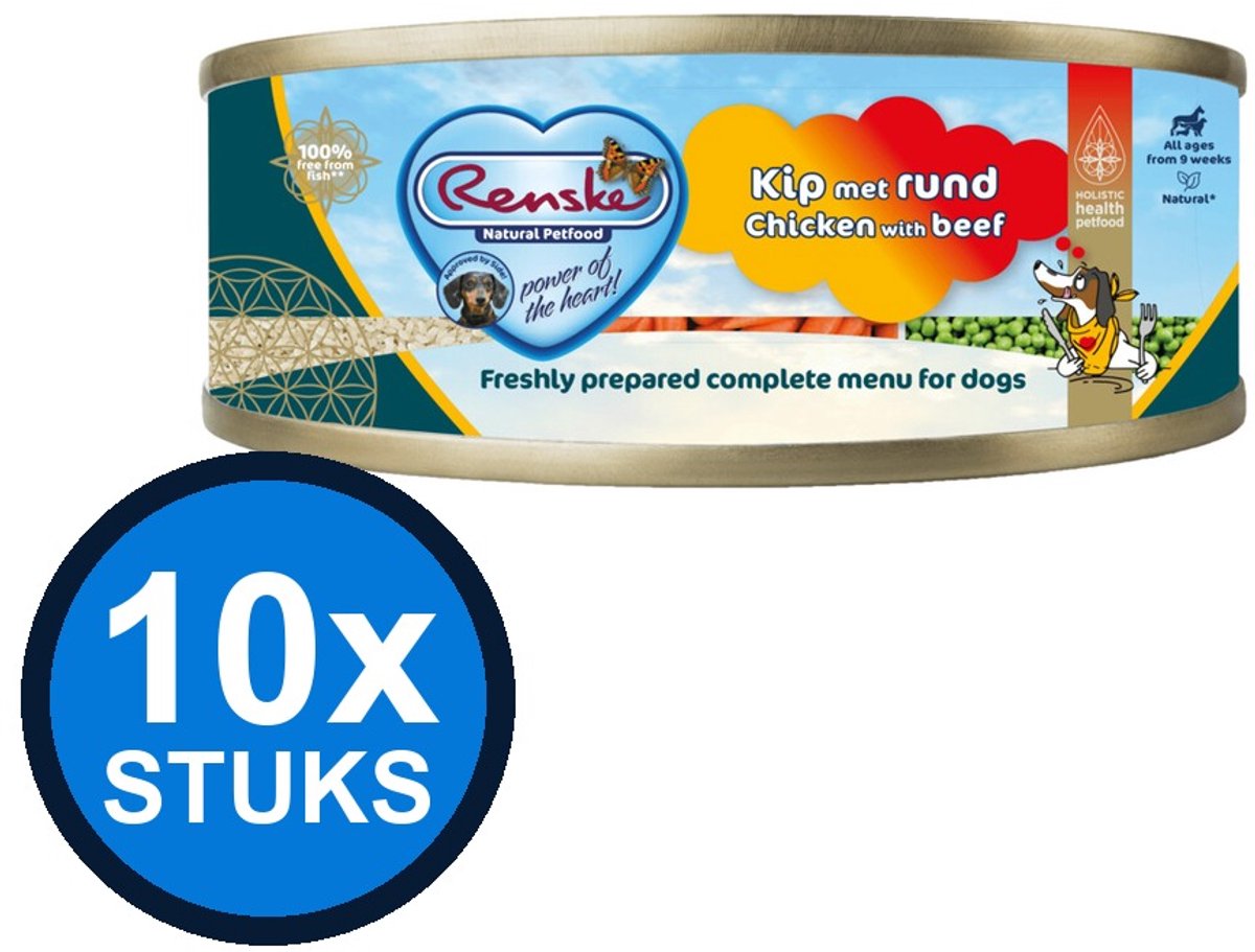 Renske Renske vers vlees maaltijd hond kip/rund 95gr