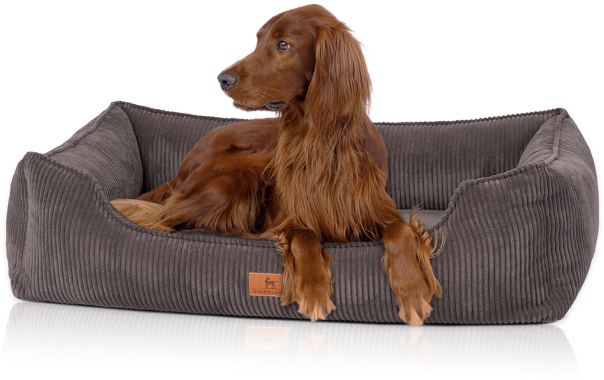 Knuffelwuff orthopedisch hondenbed van ribfluweel met handgeweven uiterlijk Nunavut XXXL 150 x 105cm Bruin-grijs
