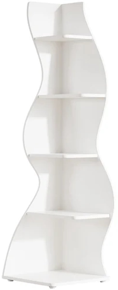 DMG Supply Hoekrek - 5 Lagen - Hoekkast - Open Boekenkast - Wit - Spaanplaat - 50 x 48 x 175 cm