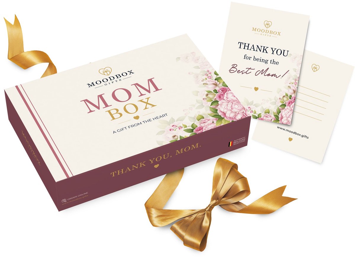 Moodbox Gifts - Mom Box Select - Luxe Belgisch Cadeaupakket met Chocolade, Koffie, Thee en Lekkernijen - Gepersonaliseerde Boodschapkaart