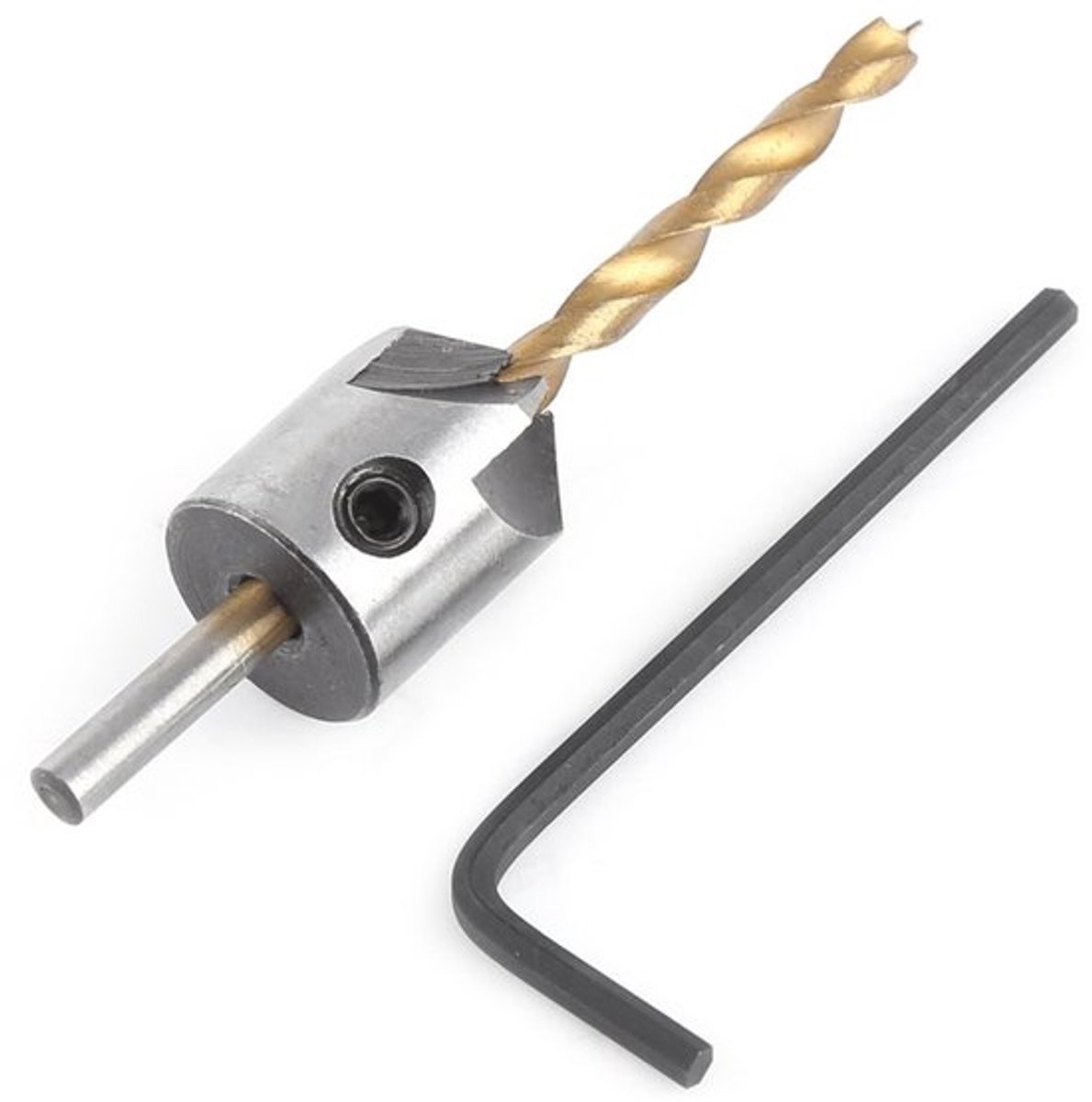 Verzinkboor Set - Koolstofstaal en 45# Staal - 10 Maten 3-10 mm - Frezen Fluit 5 - Inbussleutel 55 x 20 mm - Lange Levensduur - Boorset