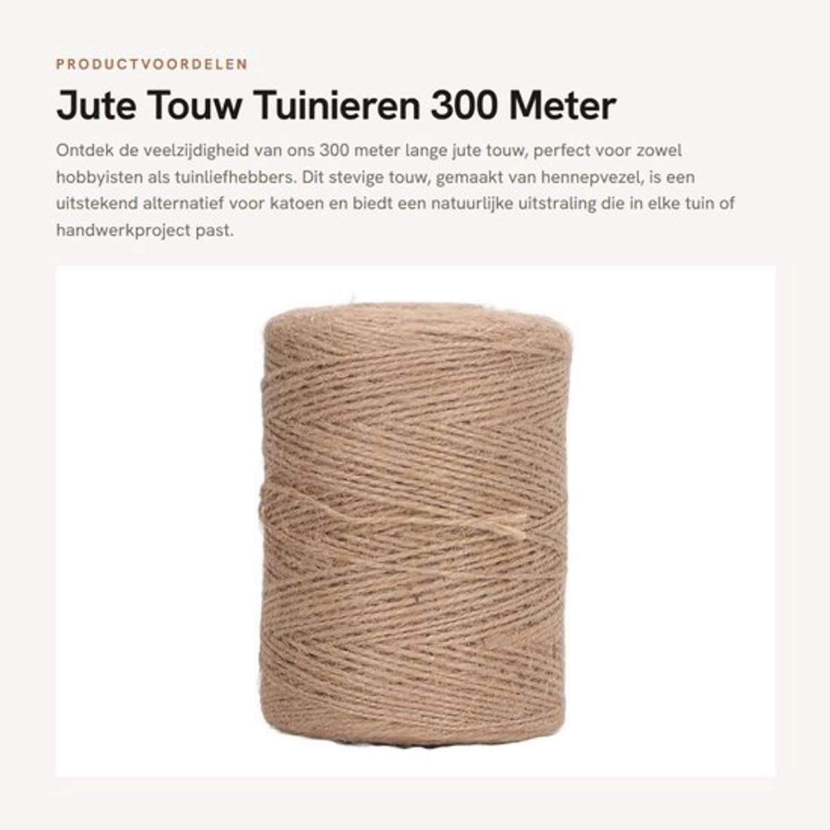 Jute Touw 300 Meter - 2 mm - Hennep Touw - Bindtouw - Tuinieren - Ambachten - Ideaal voor knutselen - Tuin Touw