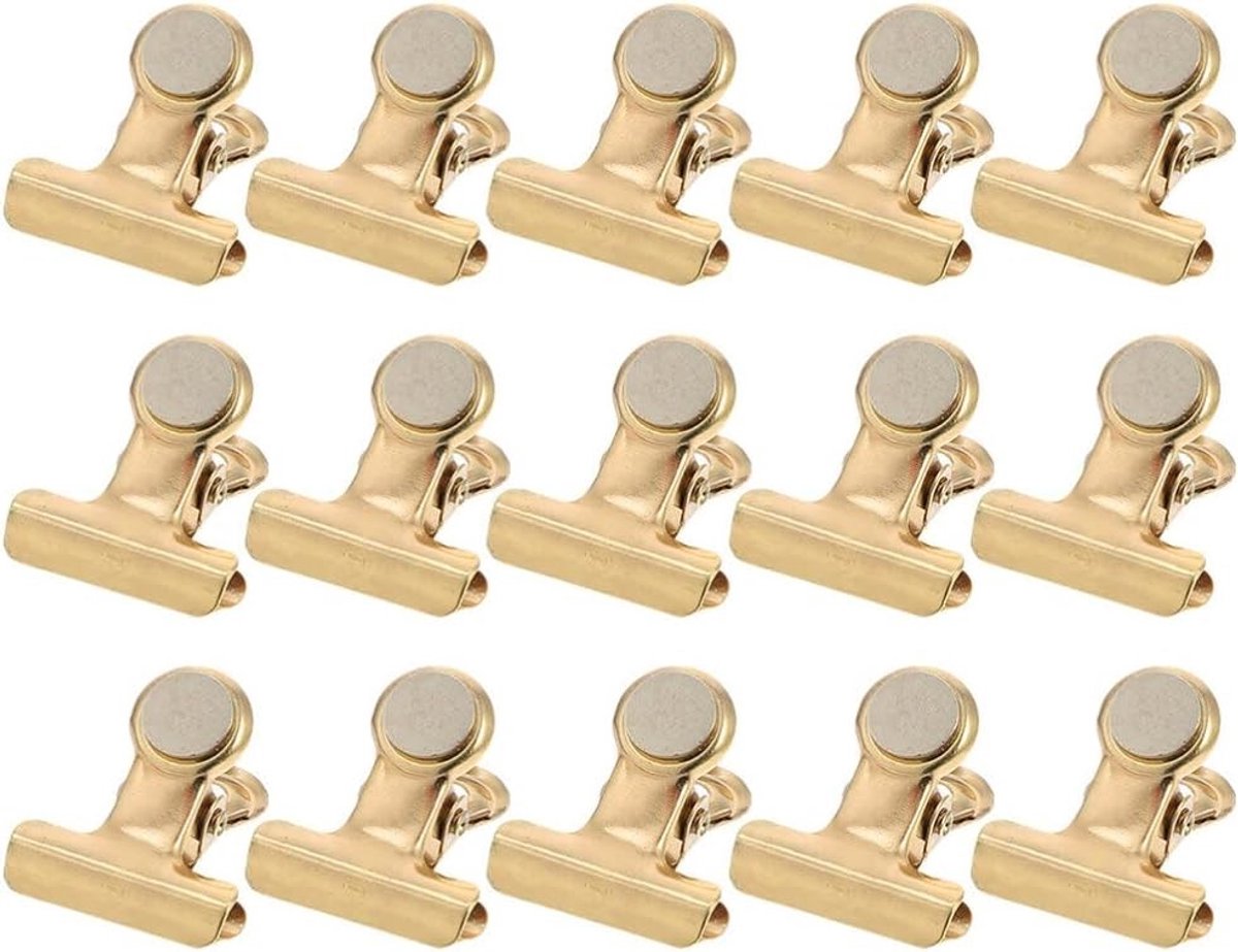 Magneetclips - Klemmen - Notities Bevestigen - Sterke Greep - 15 stuks - Goud