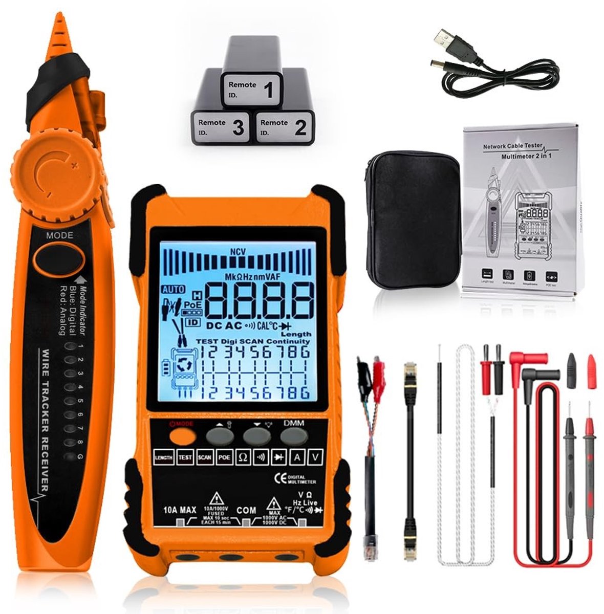 Draagbare Kabeltester - Zwart - Analoge Digitale POE-Testkabel - Voor Netwerk- en Telefoonsystemen