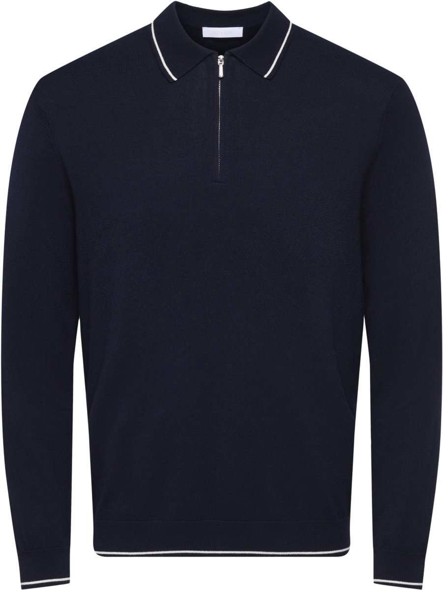 Only & Sons Poloshirt Onswyler Reg 14ss Zip Polo Frml 22039415 Dark Navy/cloud Dancer Mannen Maat - S